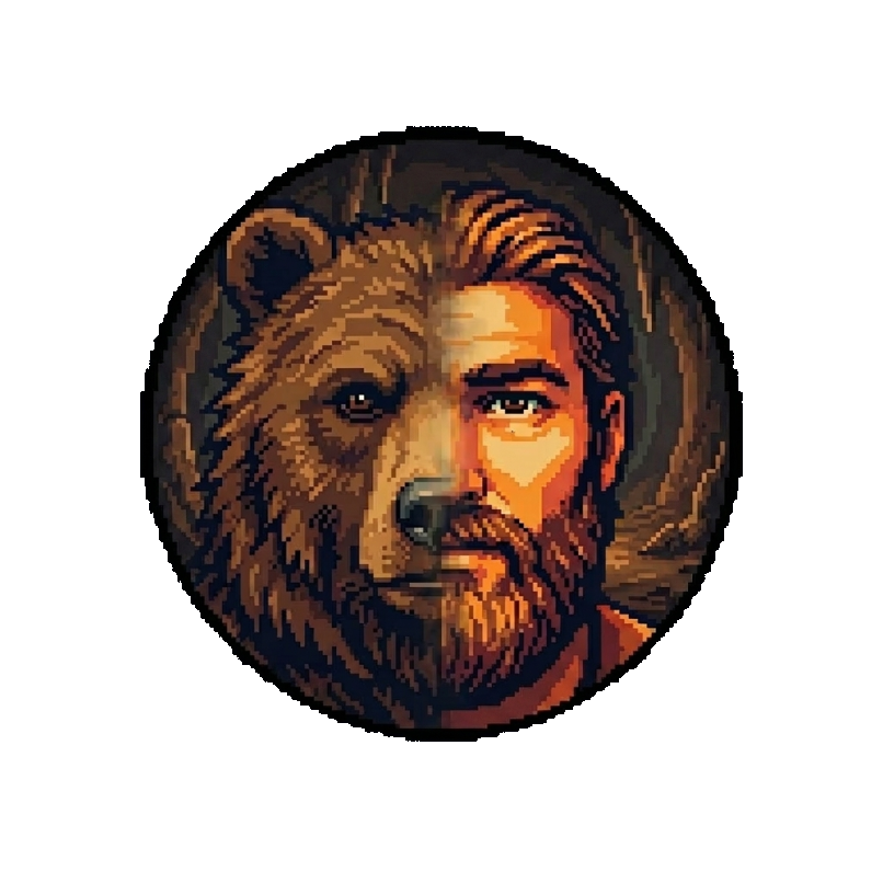 Bear to Human - A pixel art showing the transformation from bear to human